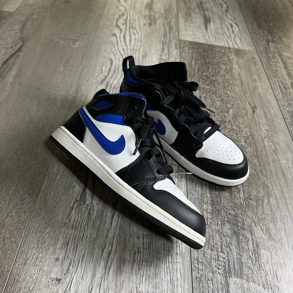 Jordan 1 Mid Black Racer Blue White Pre-Owned 2.5 Youth
